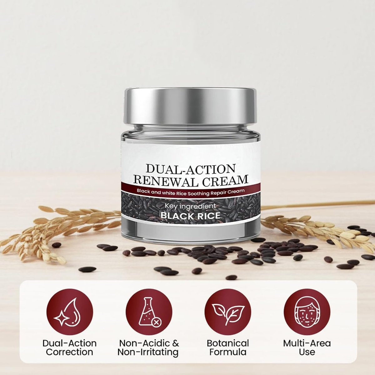 HTKINMI Dual-Action Renewal Cream with Black and White Rice - Soothing Repair Cream for All Skin Types (1 Fl Oz) - görsel 13