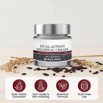HTKINMI Dual-Action Renewal Cream with Black and White Rice - Soothing Repair Cream for All Skin Types (1 Fl Oz)