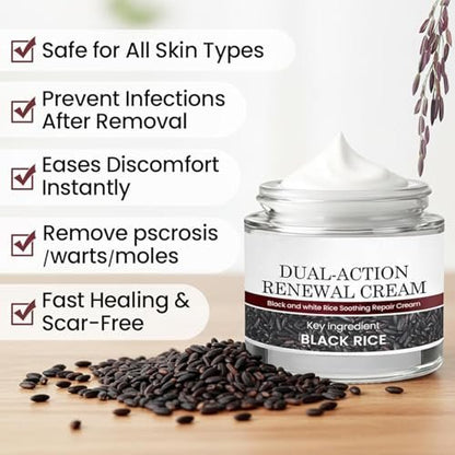 HTKINMI Dual-Action Renewal Cream with Black and White Rice - Soothing Repair Cream for All Skin Types (1 Fl Oz)
