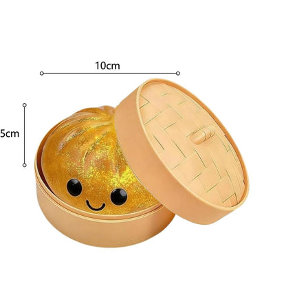 Dumpling Squishy Box Glitter - Cute Squishy Dumpling Toy with Steamer, Soft Slow Rebound Stress Ball Sensory Fidget Toy for Kids & Adults, Easter Basket Stuffers Avelisse