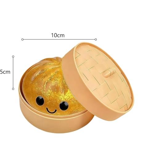 Dumpling Squishy Box Glitter - Cute Squishy Dumpling Toy with Steamer, Soft Slow Rebound Stress Ball Sensory Fidget Toy for Kids & Adults, Easter Basket Stuffers Avelisse