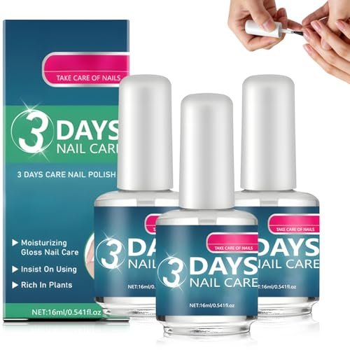 3 PCS 3 Days Nail Care with Keratin Amino Acid – Strengthening & Hydrating Treatment for Dry, Weak, Fragile Nails (16ml Each) Avelisse