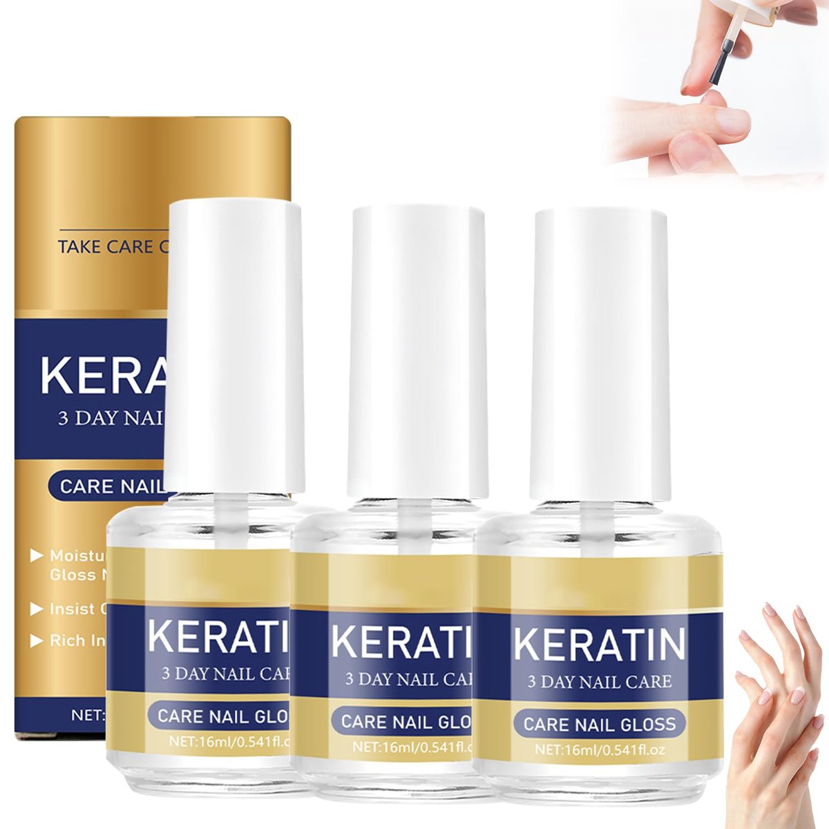 Keratin Nail Care Oil - 3 Pack, Deeply Moisturizing Treatment for Strong, Glossy Nails with Aloe Vera & Lavender Cuticle Oil, Repairs Dry Weak Nails (16ml Each) Avelisse
