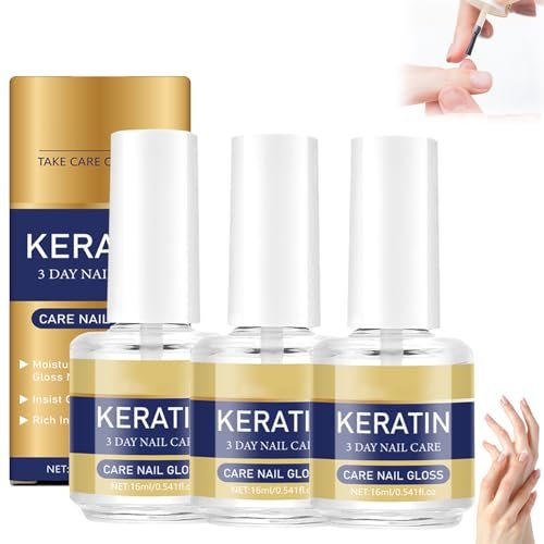 Keratin Nail Care Oil - 3 Pack, Deeply Moisturizing Treatment for Strong, Glossy Nails with Aloe Vera & Lavender Cuticle Oil, Repairs Dry Weak Nails (16ml Each) Avelisse
