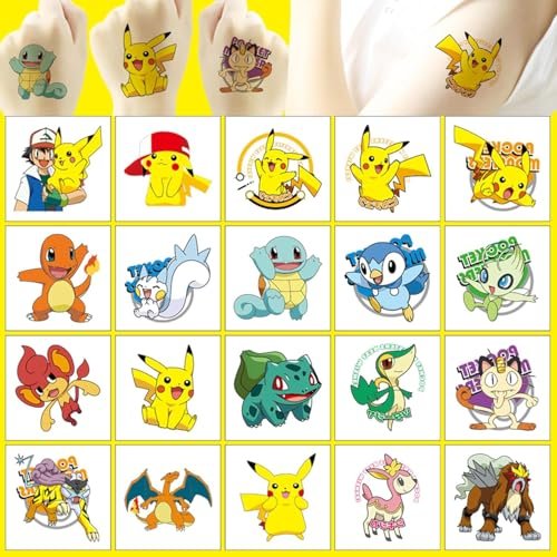 20 Pokemon Tattoo Stickers - Water Transfer Temporary Tattoos for Kids Birthday Party - görsel 4