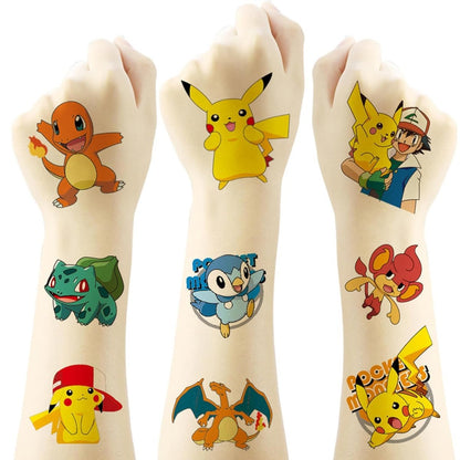 20 Pokemon Tattoo Stickers - Water Transfer Temporary Tattoos for Kids Birthday Party