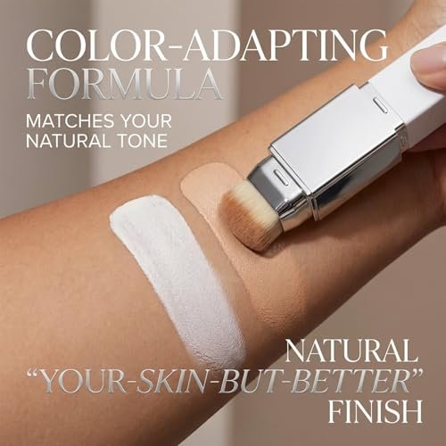 Color Changing Foundation Stick – 2-in-1 Waterproof Long Lasting Full Coverage Foundation with Dual-Ended Brush, Lightweight Natural Finish Avelisse