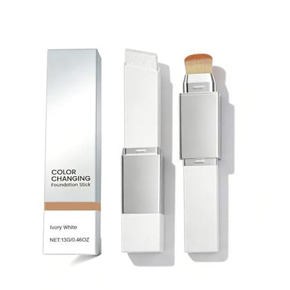 Color Changing Foundation Stick – 2-in-1 Waterproof Long Lasting Full Coverage Foundation with Dual-Ended Brush, Lightweight Natural Finish Avelisse