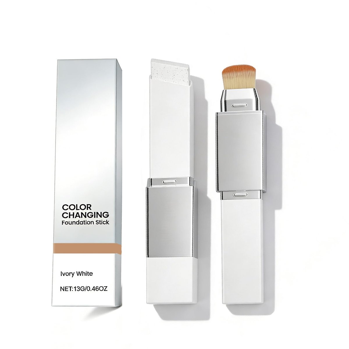 Color Changing Foundation Stick – 2-in-1 Waterproof Long Lasting Full Coverage Foundation with Dual-Ended Brush, Lightweight Natural Finish Avelisse