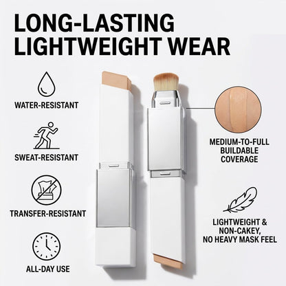 Color Changing Foundation Stick – 2-in-1 Waterproof Long Lasting Full Coverage Foundation with Dual-Ended Brush, Lightweight Natural Finish Avelisse