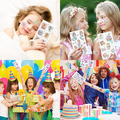 Glitter Temporary Tattoos for Girls – 30 Sheets Butterfly, Mermaid & Fairy Stickers for Kids | Birthday Party Favors & Goodie Bag Stuffers