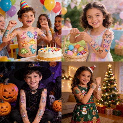 Glitter Temporary Tattoos for Girls – 30 Sheets Butterfly, Mermaid & Fairy Stickers for Kids | Birthday Party Favors & Goodie Bag Stuffers