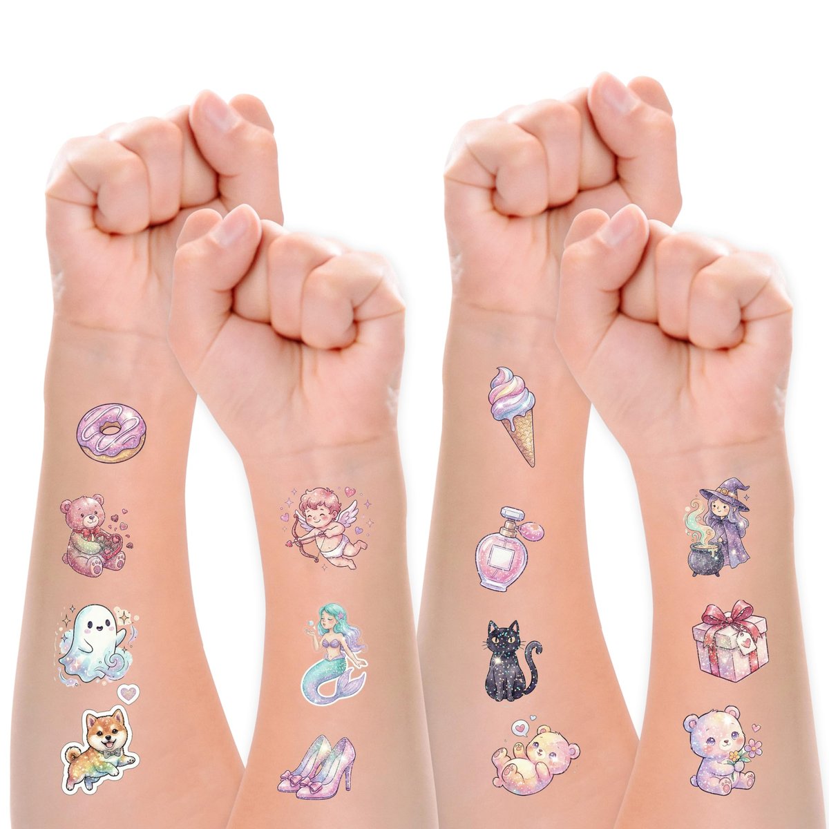 Glitter Temporary Tattoos for Girls – 30 Sheets Butterfly, Mermaid & Fairy Stickers for Kids | Birthday Party Favors & Goodie Bag Stuffers - görsel 17