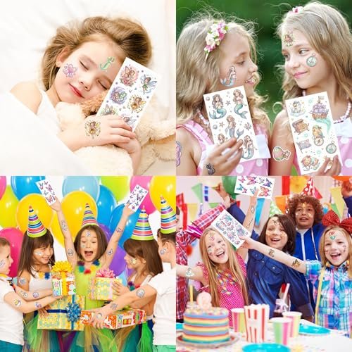 Glitter Temporary Tattoos for Girls – 30 Sheets Butterfly, Mermaid & Fairy Stickers for Kids | Birthday Party Favors & Goodie Bag Stuffers - görsel 16