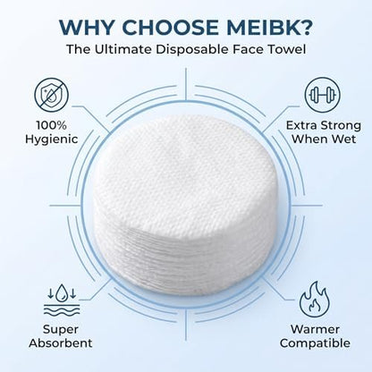 MEIBK Disposable Face Towel - Portable Compressed Hot Towel, Cotton, 80-Pack Avelisse