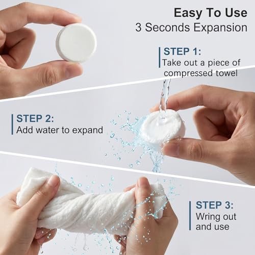 MEIBK Disposable Face Towel - Portable Compressed Hot Towel, Cotton, 80-Pack Avelisse