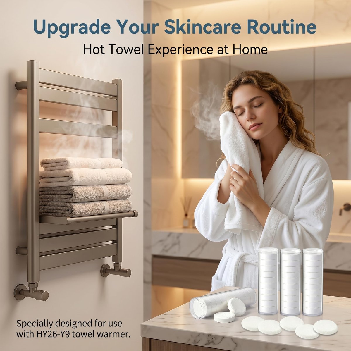 LZDEMI Disposable Face Towels - 80 Pack Hot Spa Towels for Face, Non-Woven Fabric, Ideal for Towel Warmers or Dispensers Avelisse