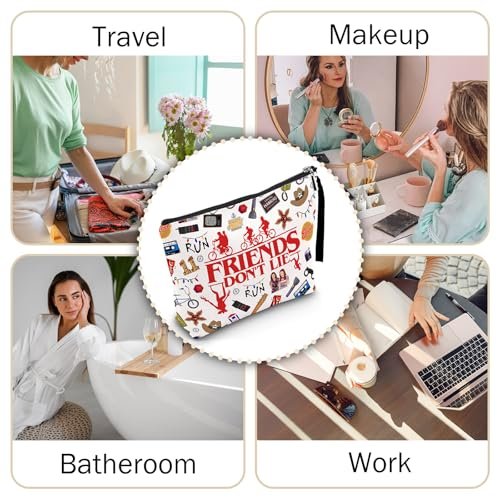 Huatsing Retro TV Graphic Cosmetic Pouch - Friendship Thing Makeup Bag for Women, Travel Toiletry Organizer, Birthday Gift for Mom Daughter Best Friend Avelisse