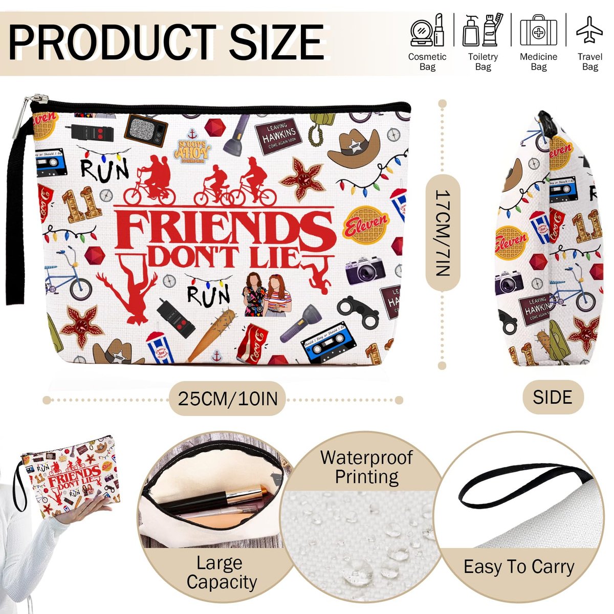 Huatsing Retro TV Graphic Cosmetic Pouch - Friendship Thing Makeup Bag for Women, Travel Toiletry Organizer, Birthday Gift for Mom Daughter Best Friend Avelisse
