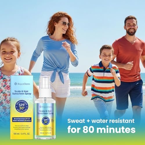Roycederm Hair and Scalp Sunscreen Spray SPF 30+ – UV Protection, 80-Min Water-Resistant, Non-Greasy Scalp Mist for Beach, Pool & Outdoor Activities (100ml, Pack of 2) Avelisse