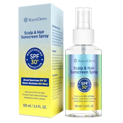 Roycederm Hair and Scalp Sunscreen Spray SPF 30+ – UV Protection, 80-Min Water-Resistant, Non-Greasy Scalp Mist for Beach, Pool & Outdoor Activities (100ml, Pack of 2) Avelisse