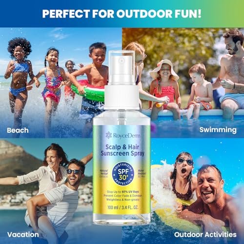 Roycederm Hair and Scalp Sunscreen Spray SPF 30+ – UV Protection, 80-Min Water-Resistant, Non-Greasy Scalp Mist for Beach, Pool & Outdoor Activities (100ml, Pack of 2) Avelisse