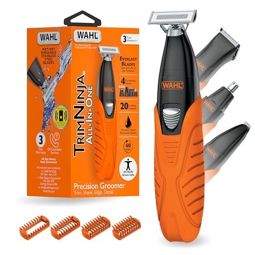 Wahl Trim Ninja All in One Hybrid Electric Razor and Beard Trimmer for Men – All Body Electric Shaver, Hair Trimmer, Precision Detail Trimmer, Ear & Nose Hair Trimmer – Model 3030115 Avelisse