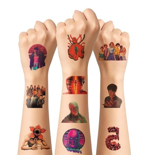 50PCS Stranger Season 5 Movie Temporary Tattoos for Kids - Birthday Party Favors, Decoration Sticker Gifts for Girl Boy Home Activity Class Prizes Carnival Christmas Rewards - görsel 2