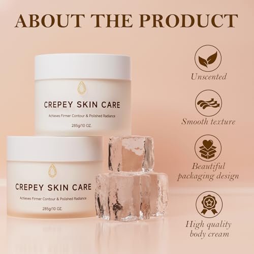 MOCKGVY Crepe Firming Body Cream – Extra Large 10 oz – Anti-Aging Moisturizer for Crepe Skin, Boosts Collagen & Elastin for Neck, Arms, Legs Avelisse