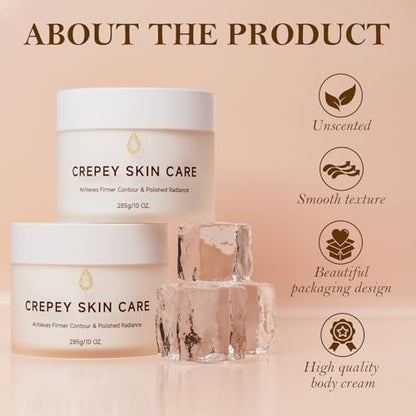 MOCKGVY Crepe Firming Body Cream – Extra Large 10 oz – Anti-Aging Moisturizer for Crepe Skin, Boosts Collagen & Elastin for Neck, Arms, Legs Avelisse