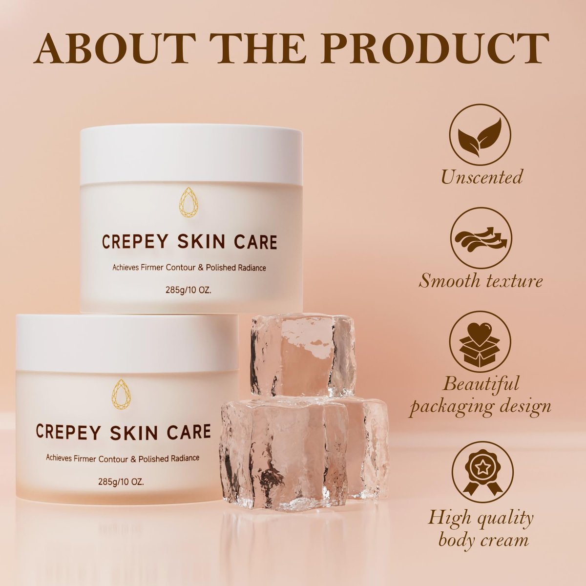 MOCKGVY Crepe Firming Body Cream – Extra Large 10 oz – Anti-Aging Moisturizer for Crepe Skin, Boosts Collagen & Elastin for Neck, Arms, Legs Avelisse