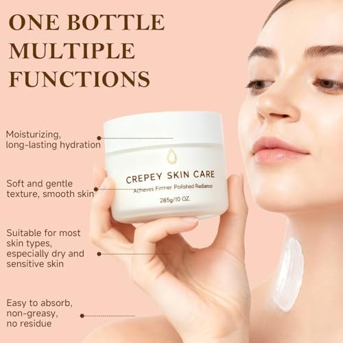 MOCKGVY Crepe Firming Body Cream – Extra Large 10 oz – Anti-Aging Moisturizer for Crepe Skin, Boosts Collagen & Elastin for Neck, Arms, Legs Avelisse