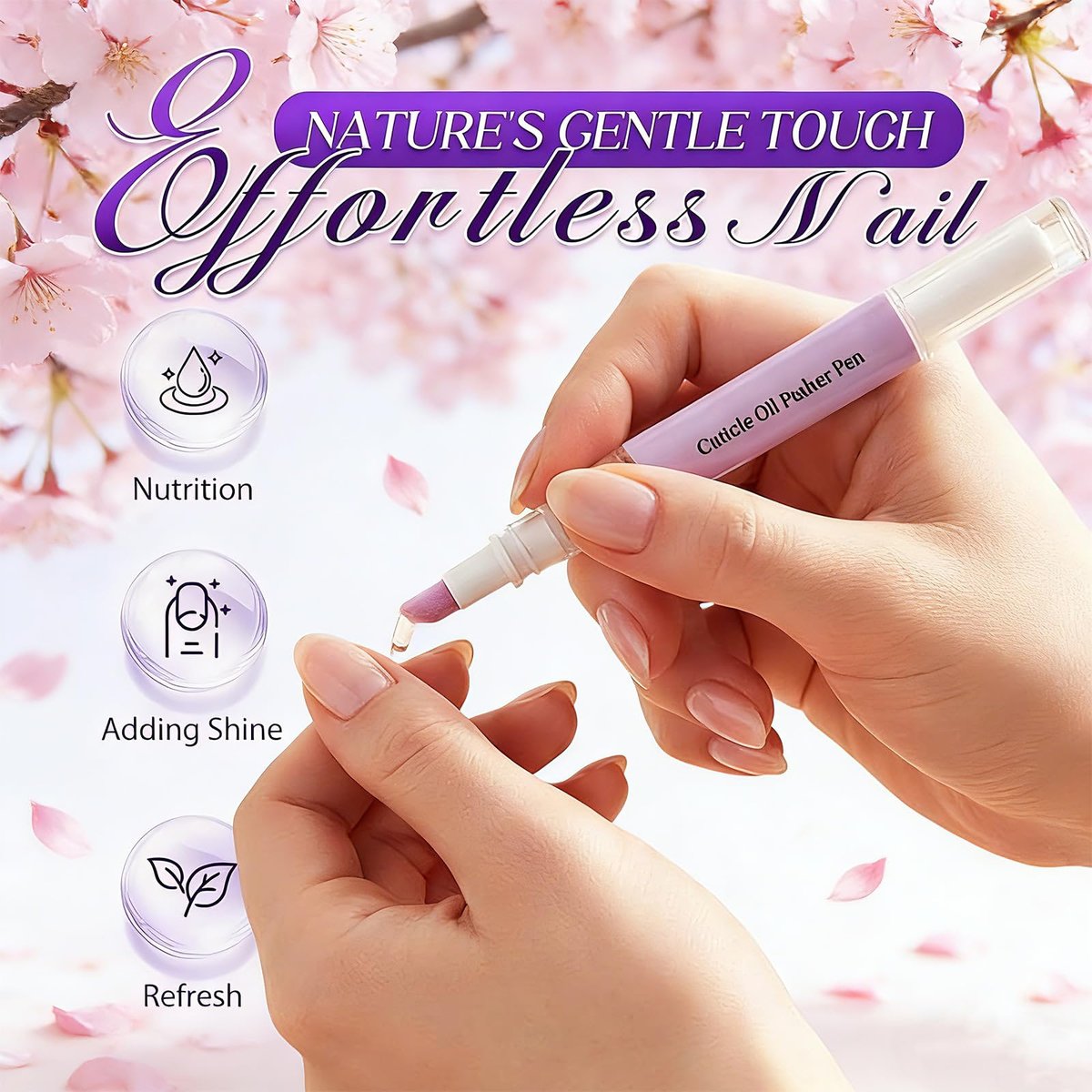 Yiueoiar 2 Pack Cuticle Oil Pusher Pen - Ceramic Cuticle Oil for Dry Nails & Cuticles, No Leak Travel Size Cuticle Pusher Pen, Moisturizing Nail Care Treatment for DIY Manicure & Salon Use - görsel 5