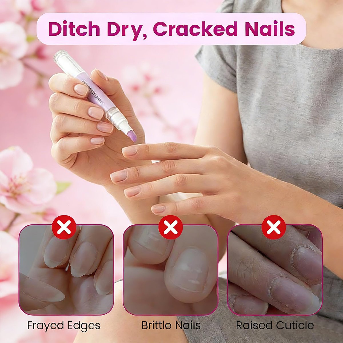 Yiueoiar 2 Pack Cuticle Oil Pusher Pen - Ceramic Cuticle Oil for Dry Nails & Cuticles, No Leak Travel Size Cuticle Pusher Pen, Moisturizing Nail Care Treatment for DIY Manicure & Salon Use - görsel 7