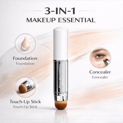 PLYNXE Korean Color Changing Foundation Stick - 3-in-1 White to Natural Cream Stick, Medium to Full Coverage