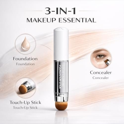 PLYNXE Korean Color Changing Foundation Stick - 3-in-1 White to Natural Cream Stick, Medium to Full Coverage - görsel 6