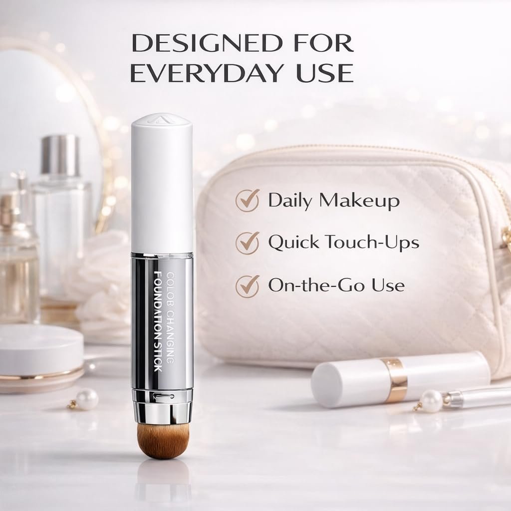 PLYNXE Korean Color Changing Foundation Stick - 3-in-1 White to Natural Cream Stick, Medium to Full Coverage - görsel 9