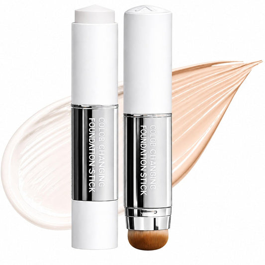 PLYNXE Korean Color Changing Foundation Stick - 3-in-1 White to Natural Cream Stick, Medium to Full Coverage