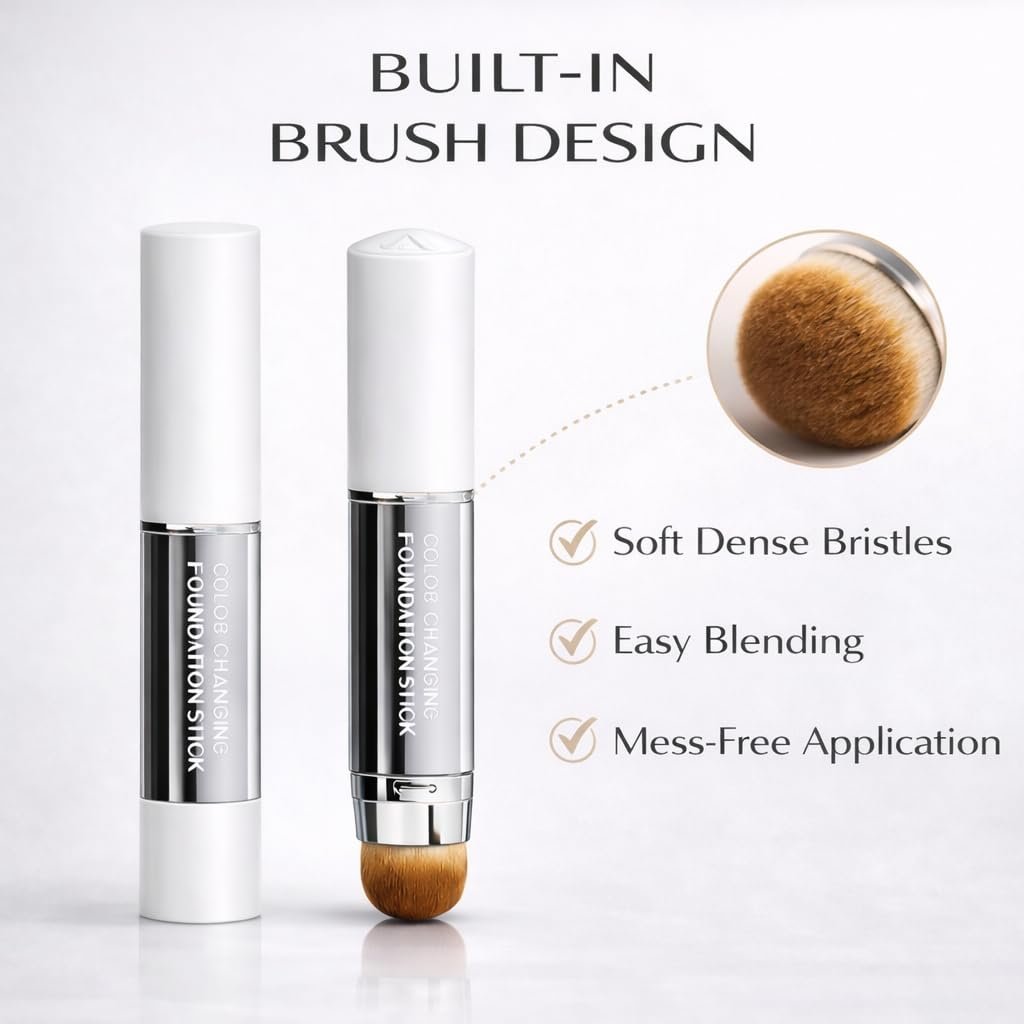 PLYNXE Korean Color Changing Foundation Stick - 3-in-1 White to Natural Cream Stick, Medium to Full Coverage - görsel 11