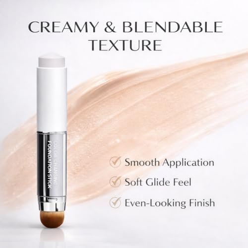 DAISYTREE Korean Color Changing Foundation Stick - 3-in-1 Primer, Foundation & Concealer, Medium to Full Coverage, Self-Adjusting Skin Tone, Natural Finish - görsel 6