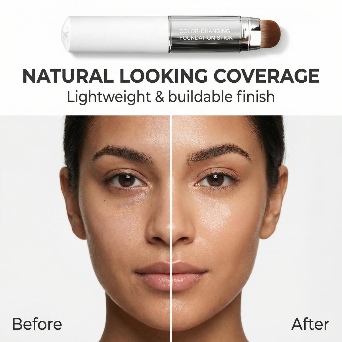 PLYNXE Korean Color Changing Foundation Stick - 3-in-1 White to Natural Cream Stick, Medium to Full Coverage - görsel 7