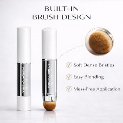 PLYNXE Korean Color Changing Foundation Stick - 3-in-1 White to Natural Cream Stick, Medium to Full Coverage