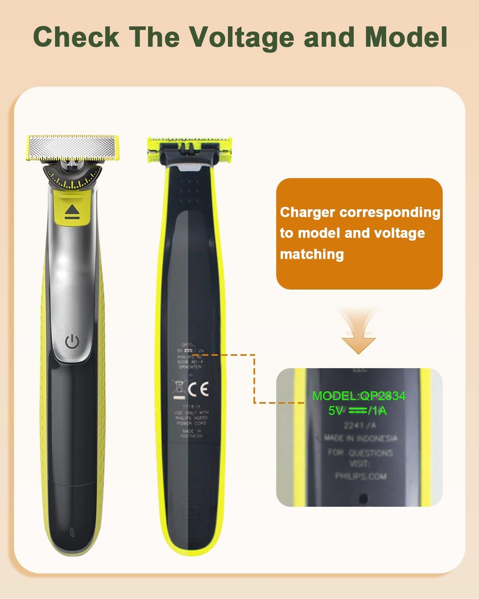 Newding 5V Charger Compatible with Philips Norelco OneBlade 360 & Series Shavers (QP2724, QP2834, QP1324, MG7910, MG5910, MG9510, MG9520, MG9525) - görsel 5