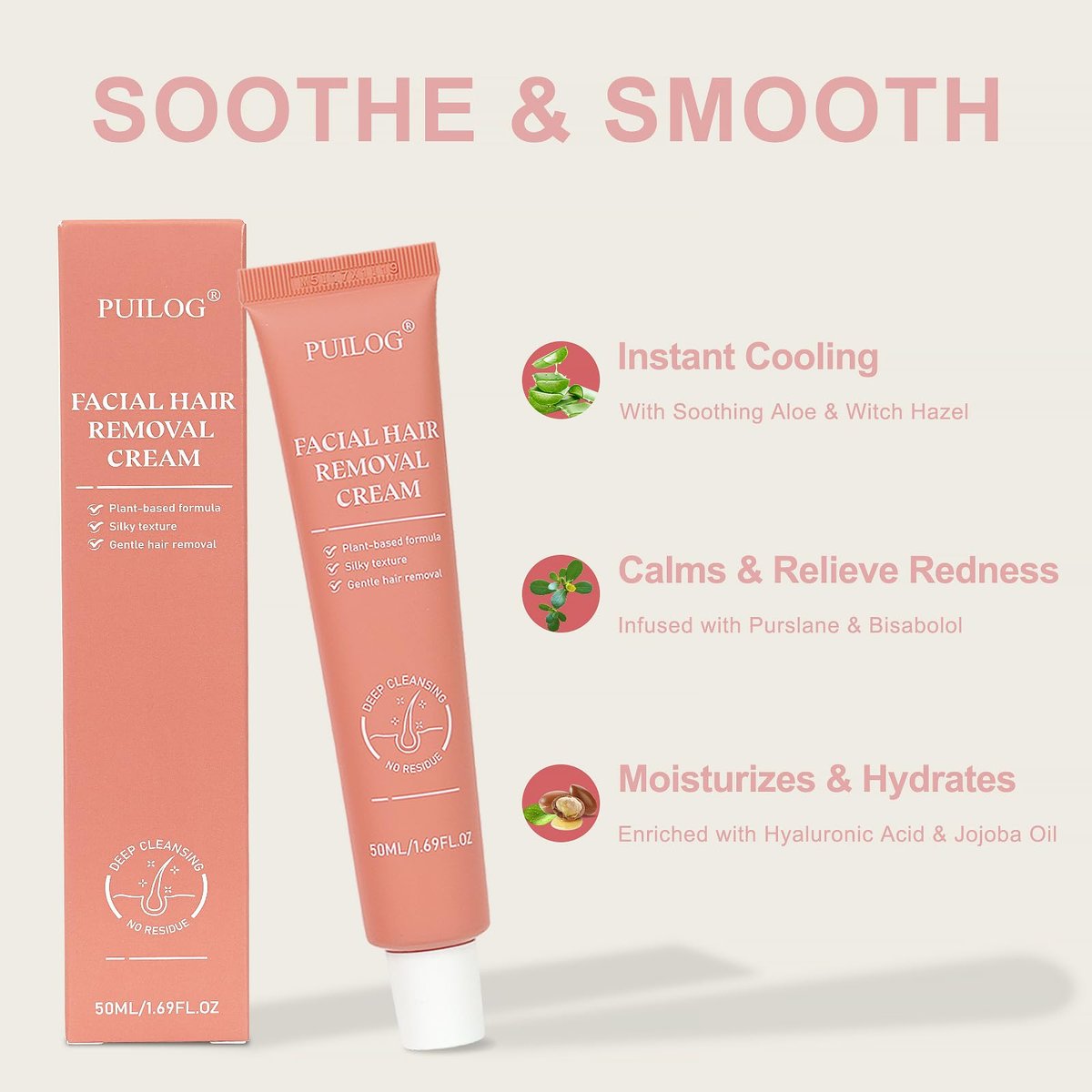 Flawless Facial Hair Removal Cream for Women – Sensitive Skin Depilatory, 1.69 Fl Oz Avelisse