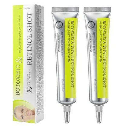 Botoxmix & Vita-A Retinol Shot Wrinkle-Lift Tightening Cream – High-Strength Retinoid Anti-Aging Cream with Natural Pore Minimizer (2-Pack, 0.5 oz Each) Avelisse