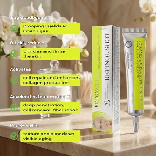 Botoxmix & Vita-A Retinol Shot Wrinkle-Lift Tightening Cream – High-Strength Retinoid Anti-Aging Cream with Natural Pore Minimizer (2-Pack, 0.5 oz Each) Avelisse