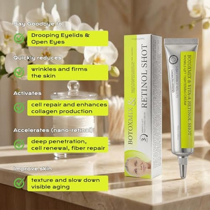 Botoxmix & Vita-A Retinol Shot Wrinkle-Lift Tightening Cream – High-Strength Retinoid Anti-Aging Cream with Natural Pore Minimizer (2-Pack, 0.5 oz Each) Avelisse