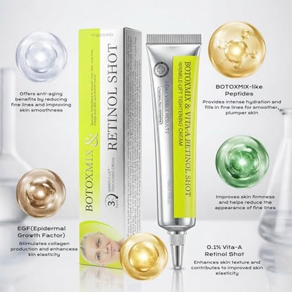 Botoxmix & Vita-A Retinol Shot Wrinkle-Lift Tightening Cream – High-Strength Retinoid Anti-Aging Cream with Natural Pore Minimizer (2-Pack, 0.5 oz Each) Avelisse