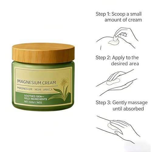 Magnesium Cream with MSM & Arnica – Fast Absorbing, Non-Greasy Soothing Cream for Daily Total Comfort (1.76 oz) Avelisse