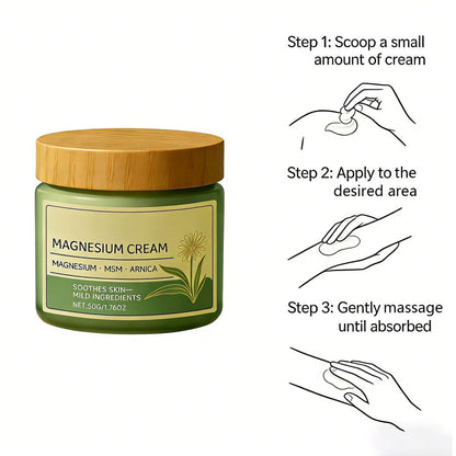 Magnesium Cream with MSM & Arnica – Fast Absorbing, Non-Greasy Soothing Cream for Daily Total Comfort (1.76 oz) Avelisse
